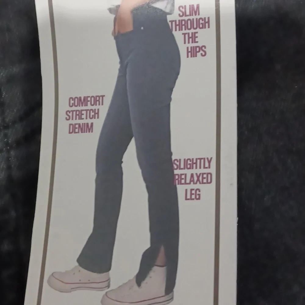 Size 5 faded black jeans "Comfort Stretch, Slim Through Hips" denim pants Basic_14